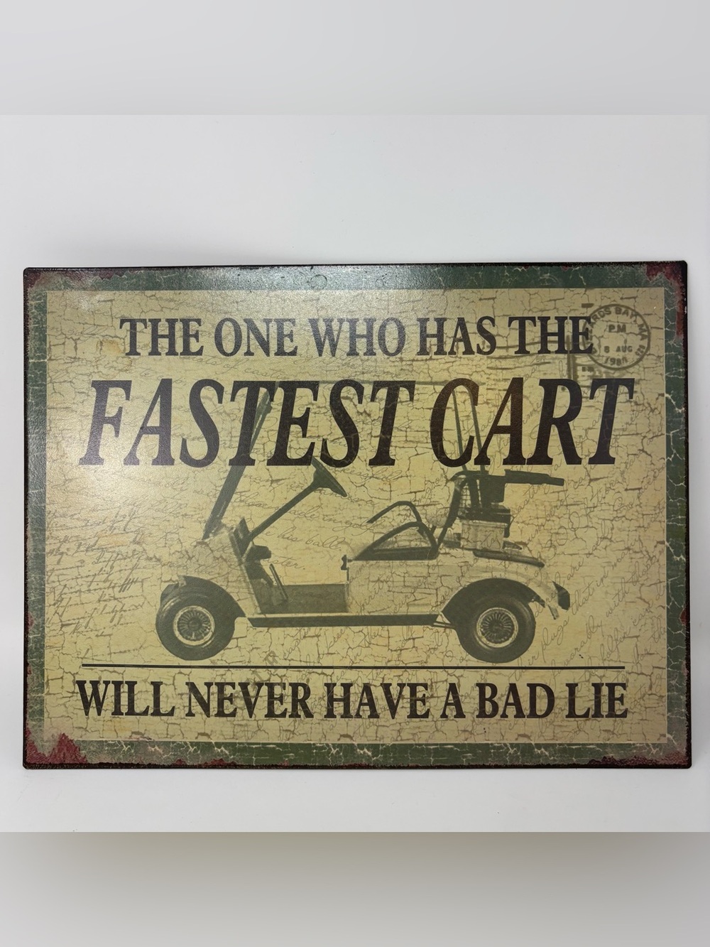 Vintage Style Golf Cart Metal Sign Funny Golfing Humor Cave Wall Decor Fastest